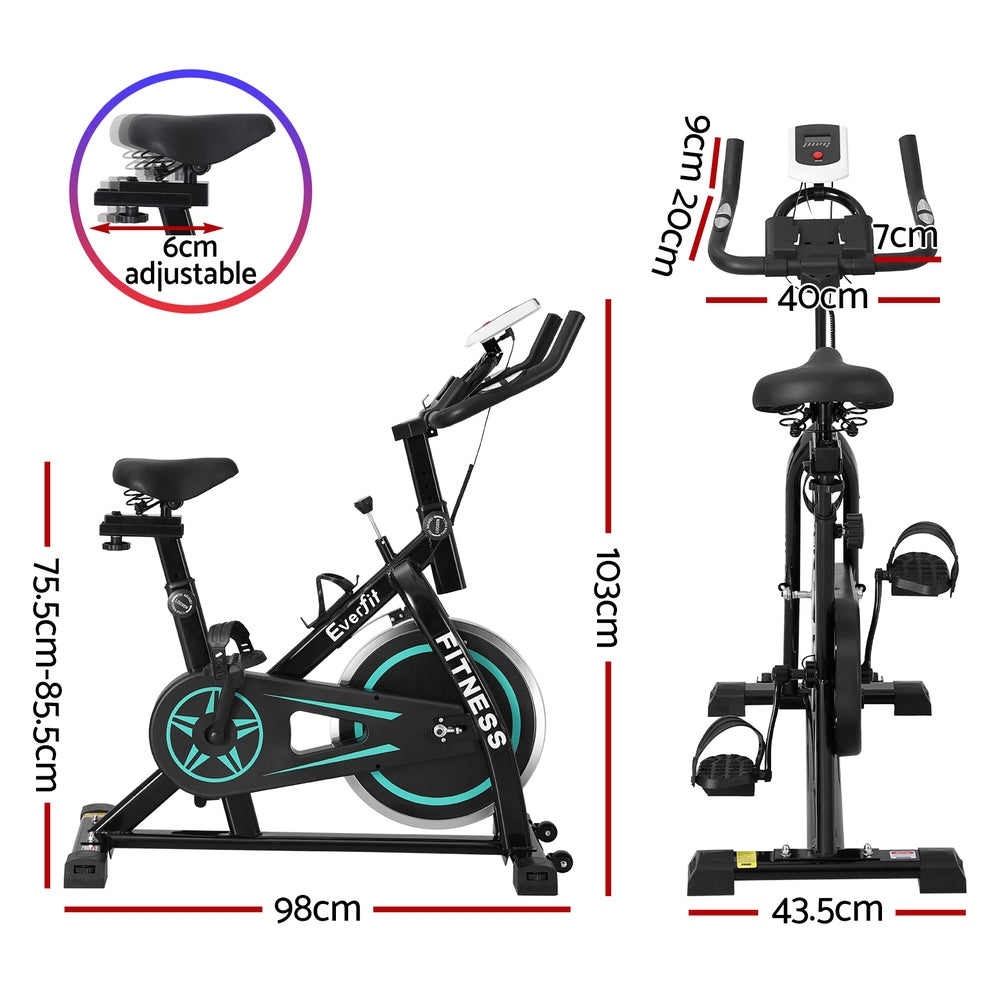 Everfit Spin Bike Exercise Bike 10kg Flywheel Fitness Home Gym 150kg capacity-Sports & Fitness > Exercise, Gym & Fitness > Exercise Bikes-PEROZ Accessories
