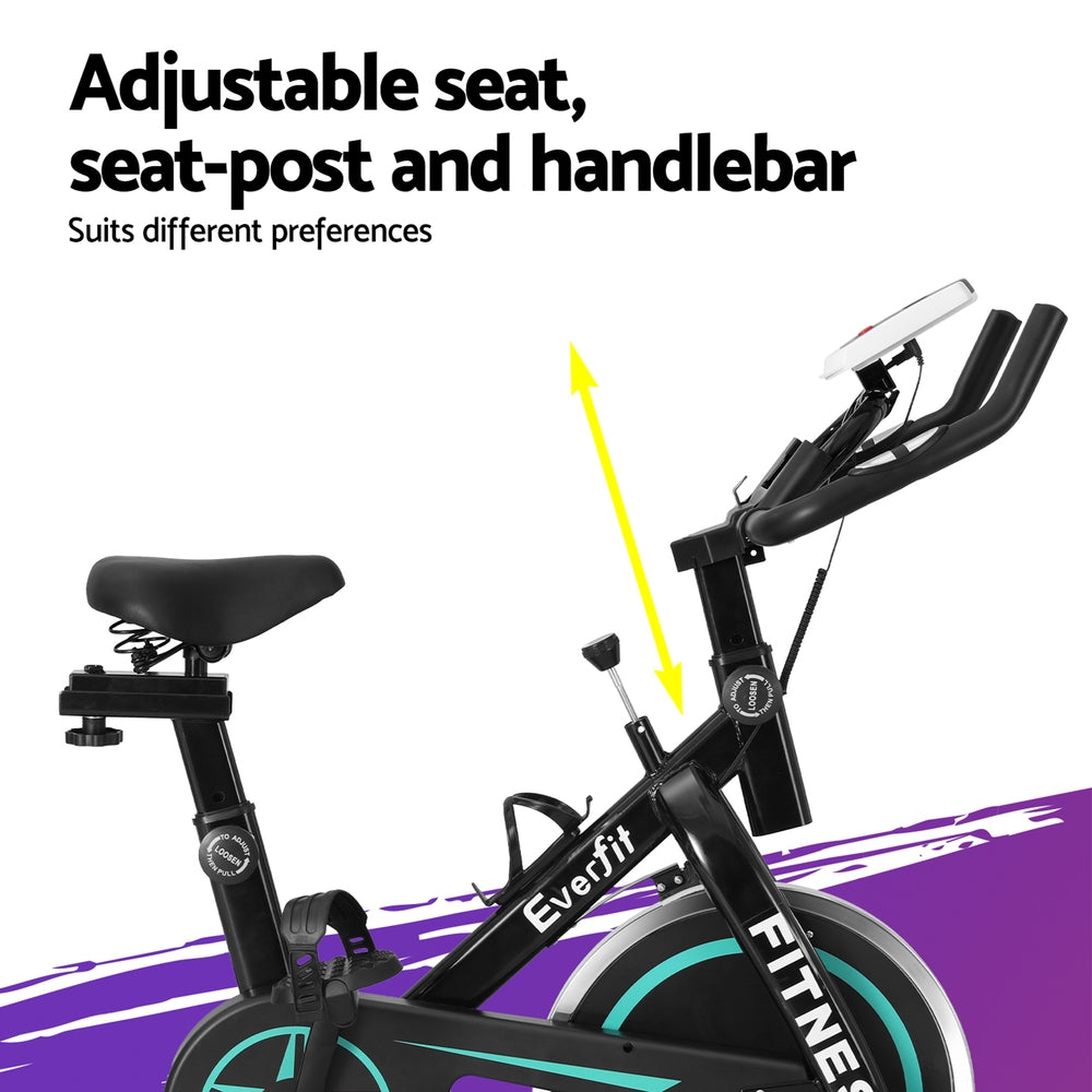 Everfit Spin Bike Exercise Bike 10kg Flywheel Fitness Home Gym 150kg capacity-Sports & Fitness > Exercise, Gym & Fitness > Exercise Bikes-PEROZ Accessories