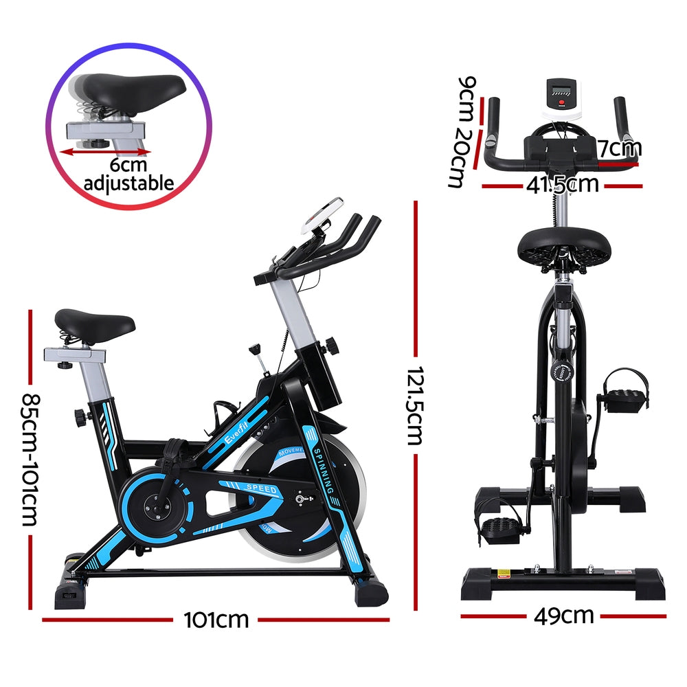 Everfit Spin Bike Exercise Bike 13KG Flywheel Fitness 150kg capacity-Sports & Fitness > Exercise, Gym & Fitness > Exercise Bikes-PEROZ Accessories