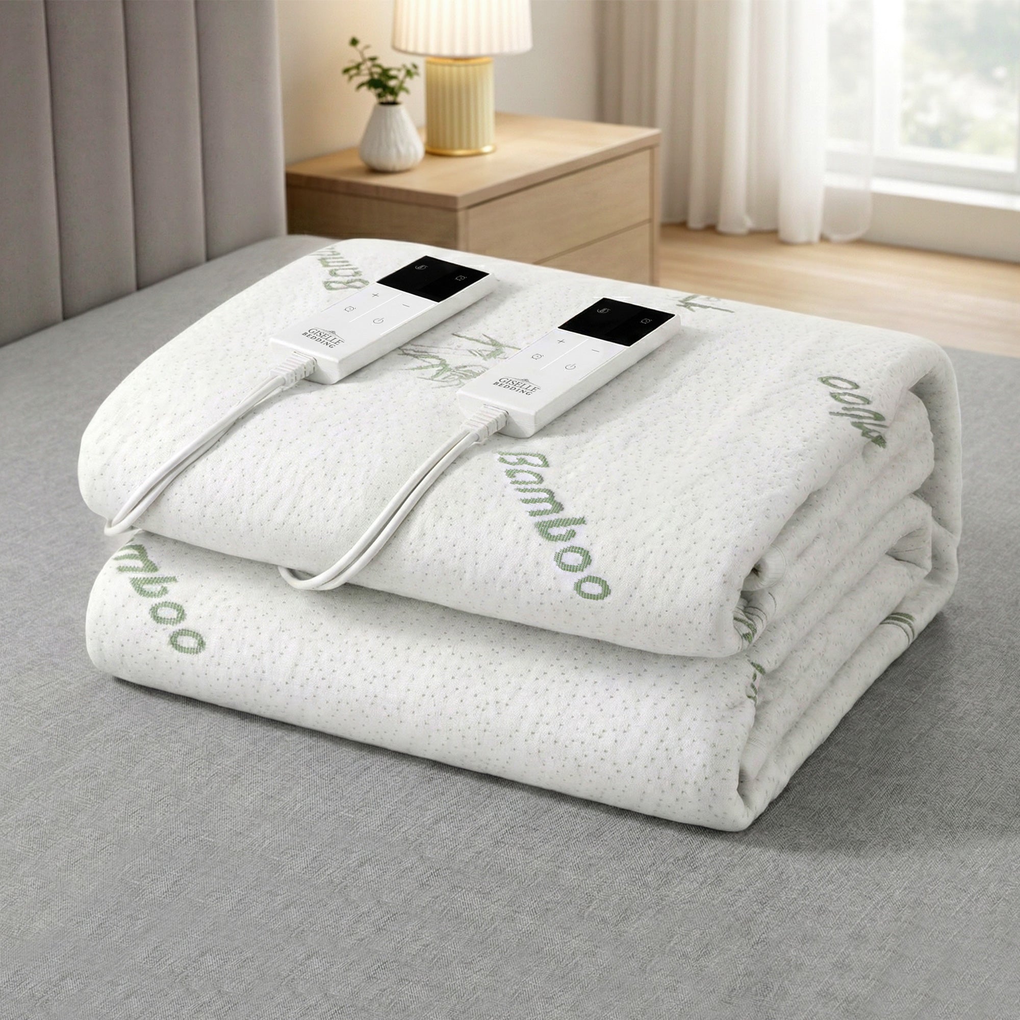Giselle Electric Blanket Bamboo Fabric King Fitted Heated Pad Underlay Washable Winter-Home & Garden > Bedding > Blankets & Throws-PEROZ Accessories