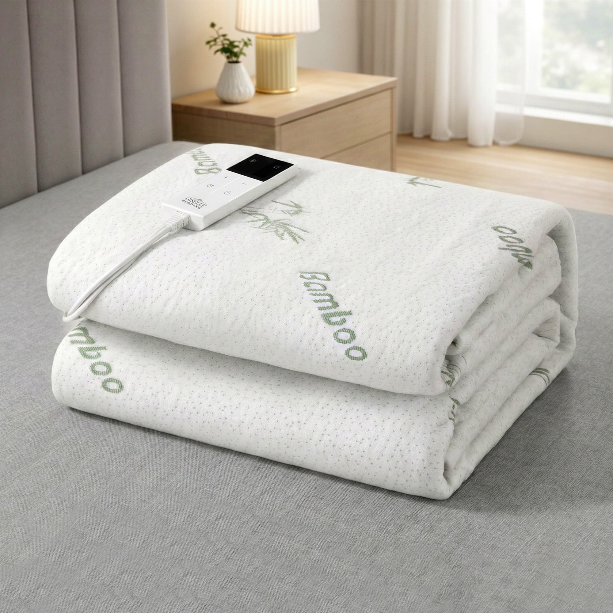 Giselle Electric Blanket Bamboo Fabric King Single Fitted Heated Pad Underlay Washable Winter-Home & Garden > Bedding > Blankets & Throws-PEROZ Accessories