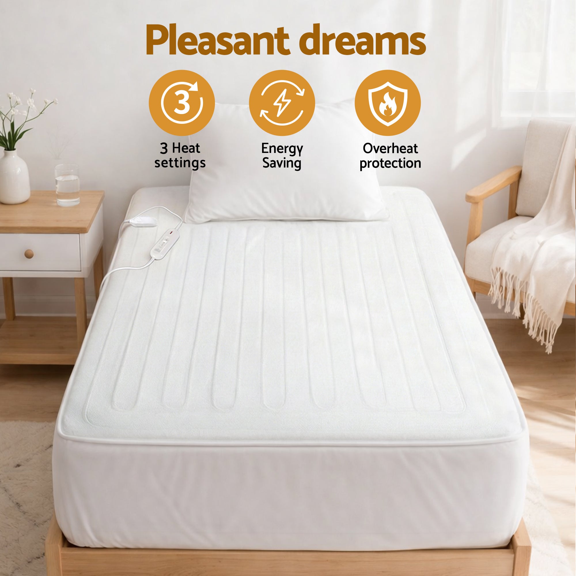 Giselle Electric Blanket King Single Heated Fully Fitted Washable Pad Winter Warm-Home & Garden > Bedding > Blankets & Throws-PEROZ Accessories
