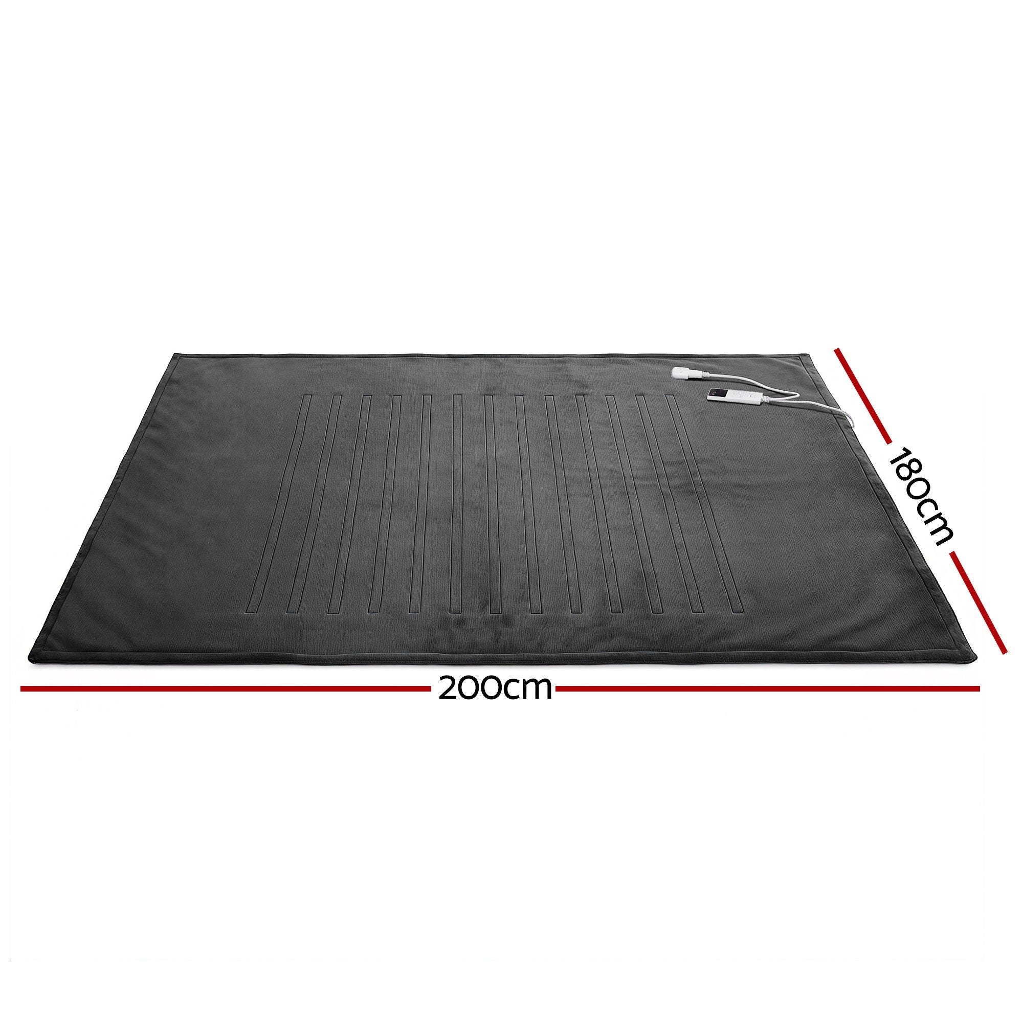 Giselle Electric Throw Rug Double Size 200x180cm Coral Fleece Heated Blanket Grey-Home & Garden > Bedding > Blankets & Throws-PEROZ Accessories