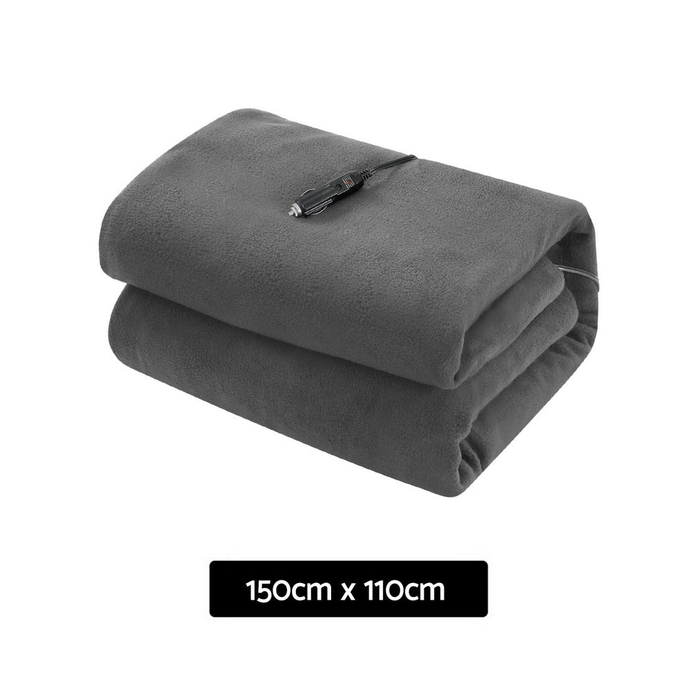 Giselle Electric Heated Blanket Car Throw Rug Grey-Home & Garden > Bedding > Blankets & Throws-PEROZ Accessories
