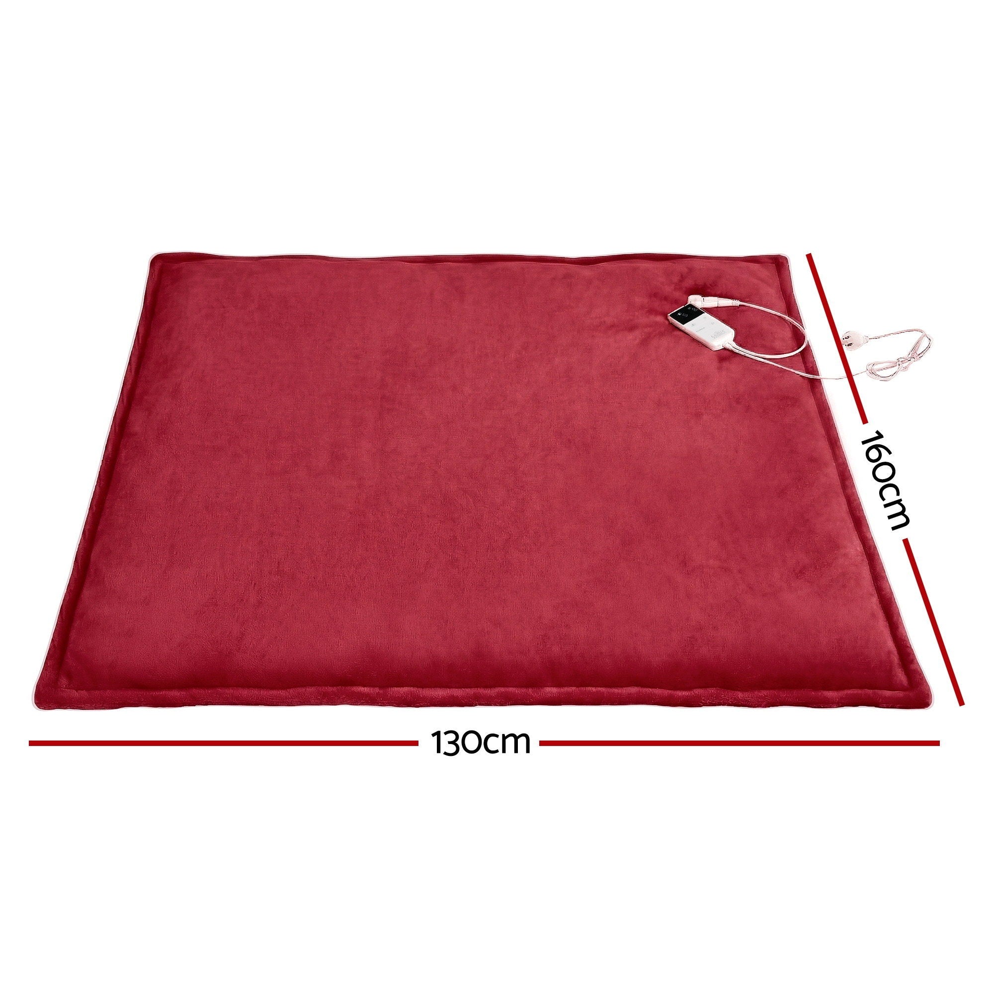 Giselle Electric Throw Rug Dual Side Fleece Flannel Heated Blanket Burgundy-Home & Garden > Bedding > Blankets & Throws-PEROZ Accessories