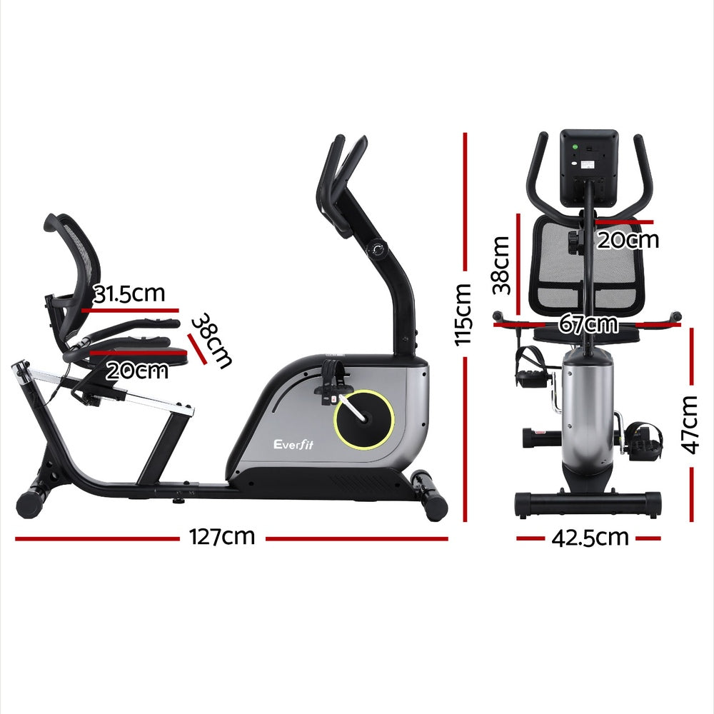 Everfit Recumbent Exercise Bike Magnetic Cycling Mesh Chair 120kg Loading-Sports & Fitness > Exercise, Gym & Fitness > Exercise Bikes-PEROZ Accessories