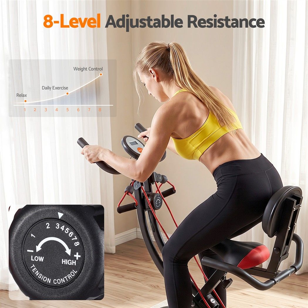Everfit Folding Exercise Bike Magnetic X-Bike Indoor Cycling Resistance Rope-Sports & Fitness > Exercise, Gym & Fitness > Exercise Bikes-PEROZ Accessories