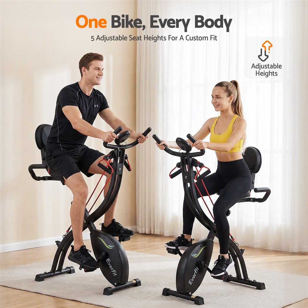 Everfit Folding Exercise Bike Magnetic X-Bike Indoor Cycling Resistance Rope-Sports & Fitness > Exercise, Gym & Fitness > Exercise Bikes-PEROZ Accessories