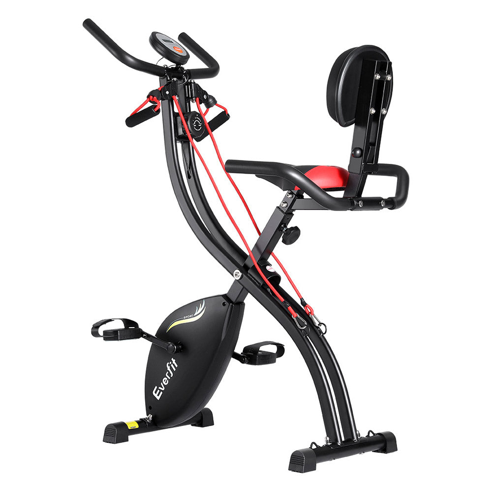 Everfit Folding Exercise Bike Magnetic X-Bike Indoor Cycling Resistance Rope-Sports & Fitness > Exercise, Gym & Fitness > Exercise Bikes-PEROZ Accessories
