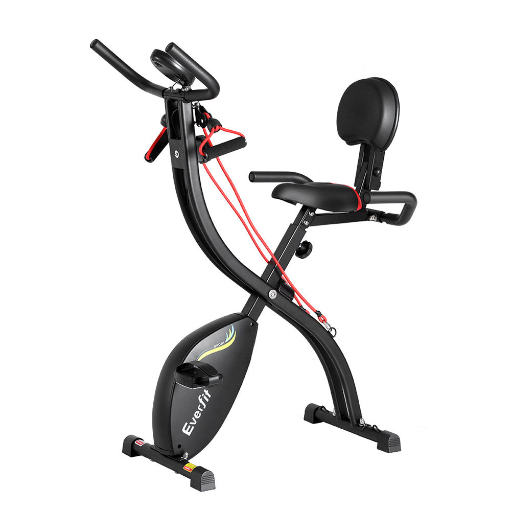 Everfit Folding Exercise Bike Magnetic X-Bike Indoor Cycling Resistance Rope-Sports & Fitness > Exercise, Gym & Fitness > Exercise Bikes-PEROZ Accessories