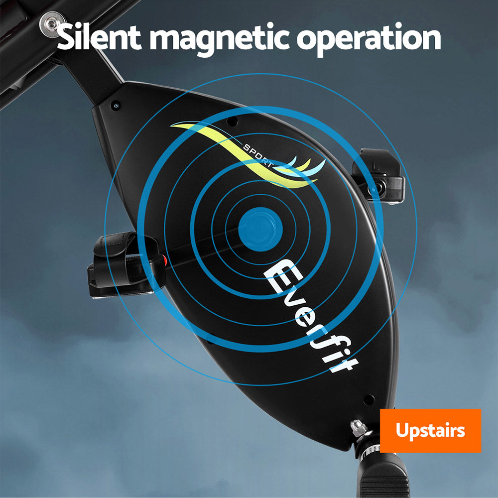 Everfit Folding Exercise Bike Magnetic X-Bike Indoor Cycling Resistance Rope-Sports & Fitness > Exercise, Gym & Fitness > Exercise Bikes-PEROZ Accessories