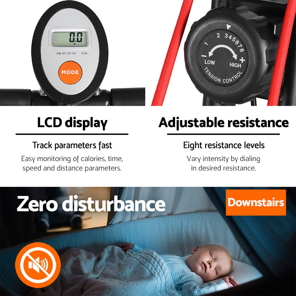 Everfit Folding Exercise Bike Magnetic X-Bike Indoor Cycling Resistance Rope-Sports & Fitness > Exercise, Gym & Fitness > Exercise Bikes-PEROZ Accessories