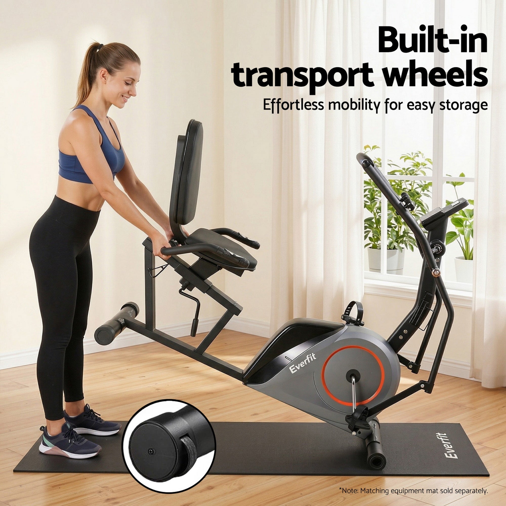 Everfit Exercise Bike Recumbent Cycling Magnetic Bluetooth App Connect Home Gym-Sports & Fitness > Exercise, Gym & Fitness > Exercise Bikes-PEROZ Accessories