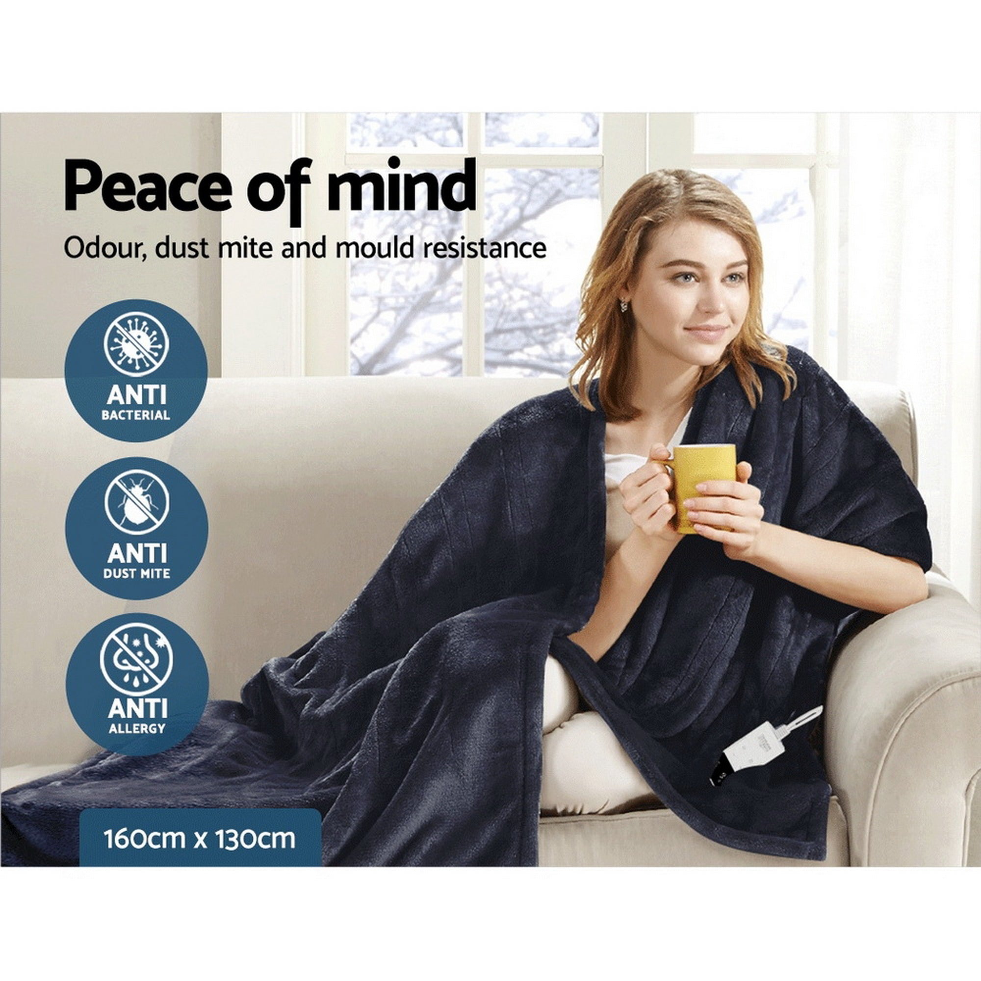 Giselle Bedding Heated Electric Throw Rug Fleece Sunggle Blanket Washable Charcoal-Electric Throw Blanket-PEROZ Accessories