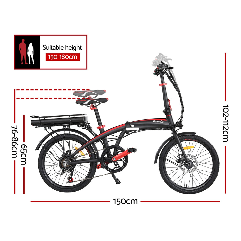 Everfit Folding Electric Bike Urban City Bicycle eBike Rechargeable Battery 250W-Sports & Fitness > Bikes & Accessories > Bicycles-PEROZ Accessories