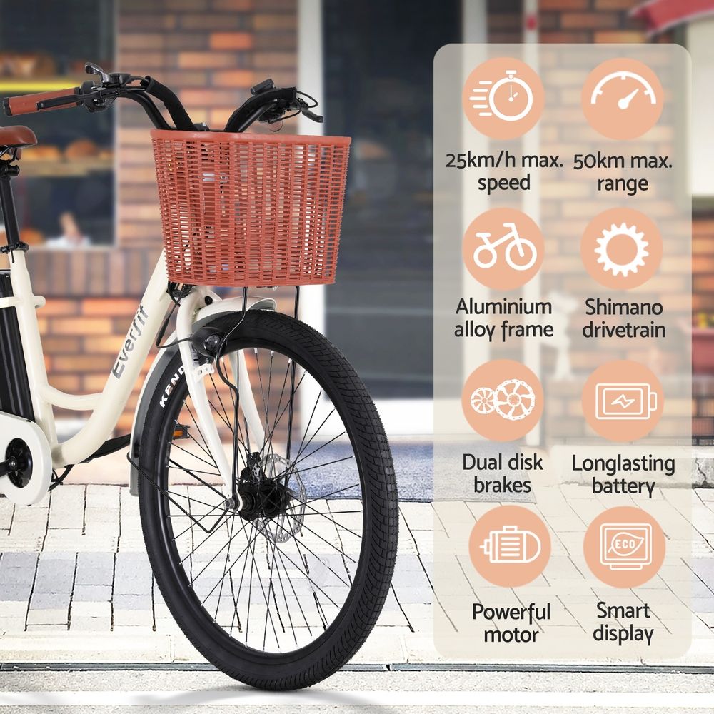 Everfit 26" Electric Bike City Bicycle eBike e-Bike Commuter w/ Battery WH-Sports & Fitness > Bikes & Accessories > Bicycles-PEROZ Accessories