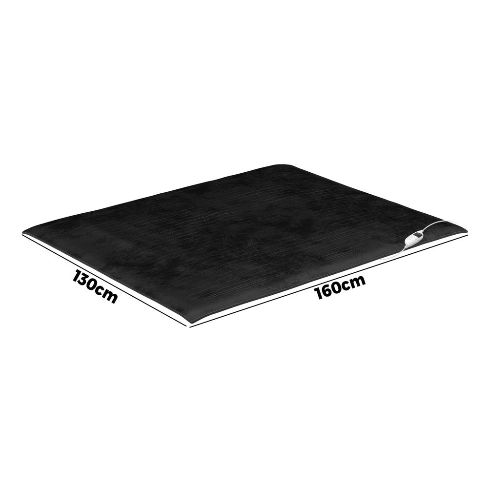 Bedra Washable Electric Heated Throw Rug Flannel Black-Heated Throw Rugs-PEROZ Accessories