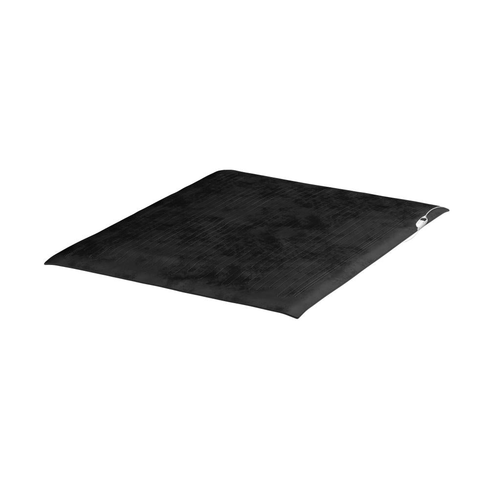 Bedra Washable Electric Heated Throw Rug Flannel Black-Heated Throw Rugs-PEROZ Accessories