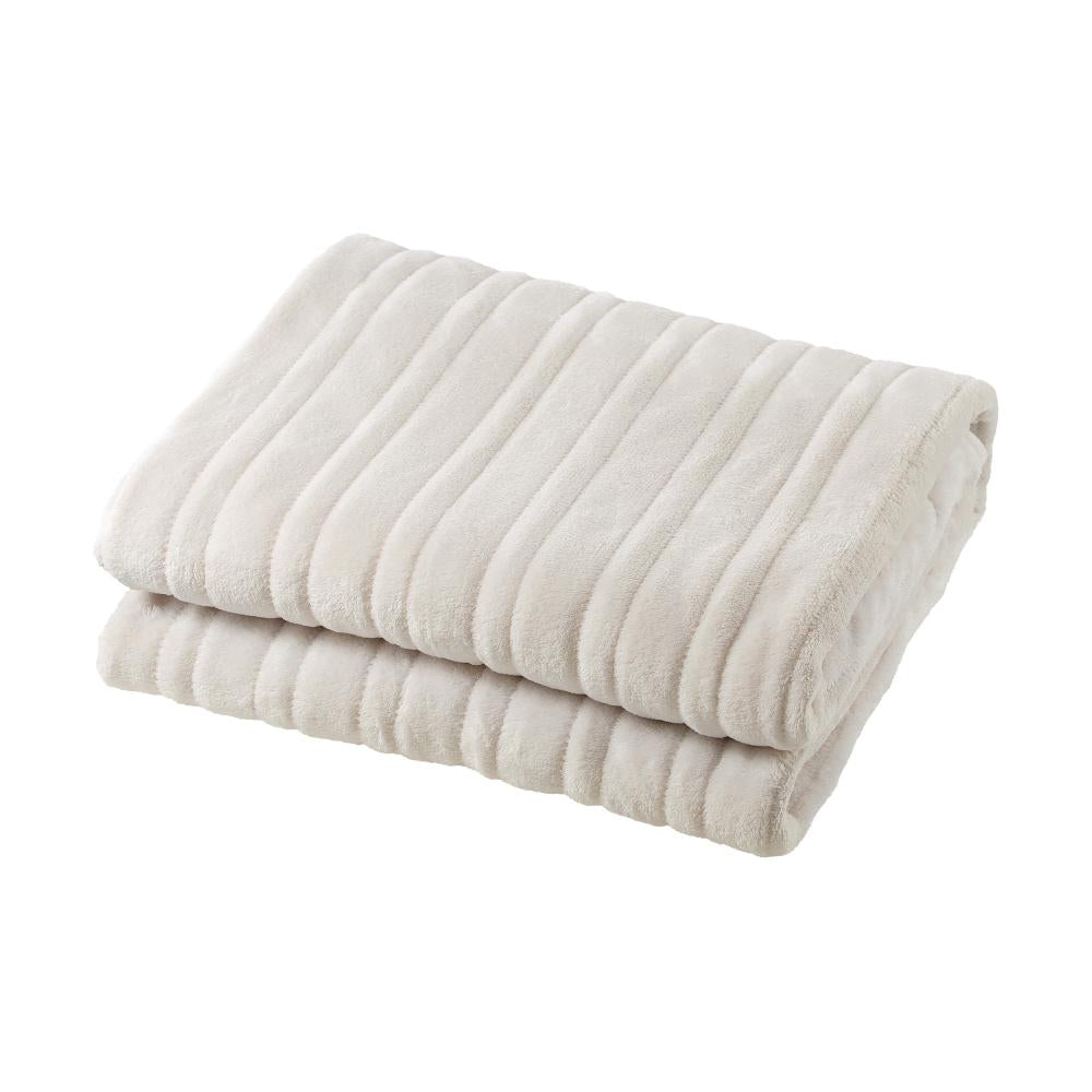 Bedra Electric Heated Throw Rug Washable Flannel Cream-Heated Throw Rugs-PEROZ Accessories
