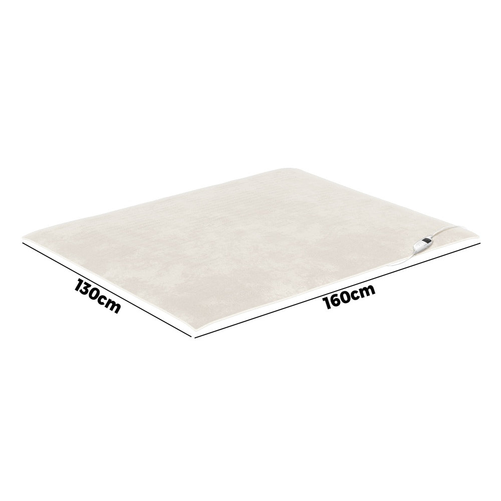 Bedra Electric Heated Throw Rug Washable Flannel Cream-Heated Throw Rugs-PEROZ Accessories