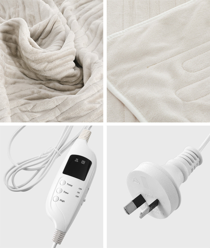 Bedra Electric Heated Throw Rug Washable Flannel Cream-Heated Throw Rugs-PEROZ Accessories