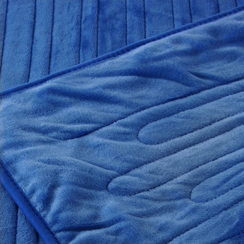 Bedra Electric Heated Blanket Washable Throw Rug Coral Fleece Blue-Heated Throw Rug-PEROZ Accessories