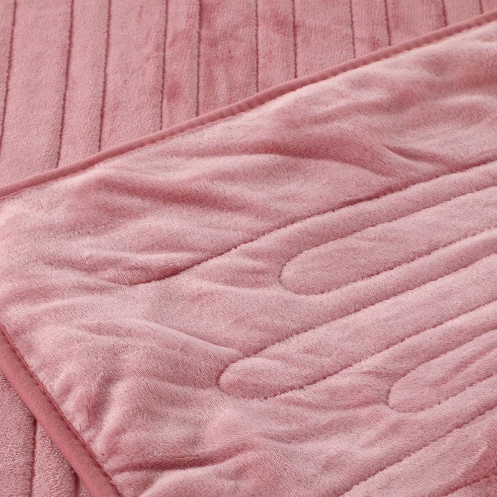 Bedra Washable Electric Heated Throw Rug Flannel Pink-Heated Throw Rugs-PEROZ Accessories