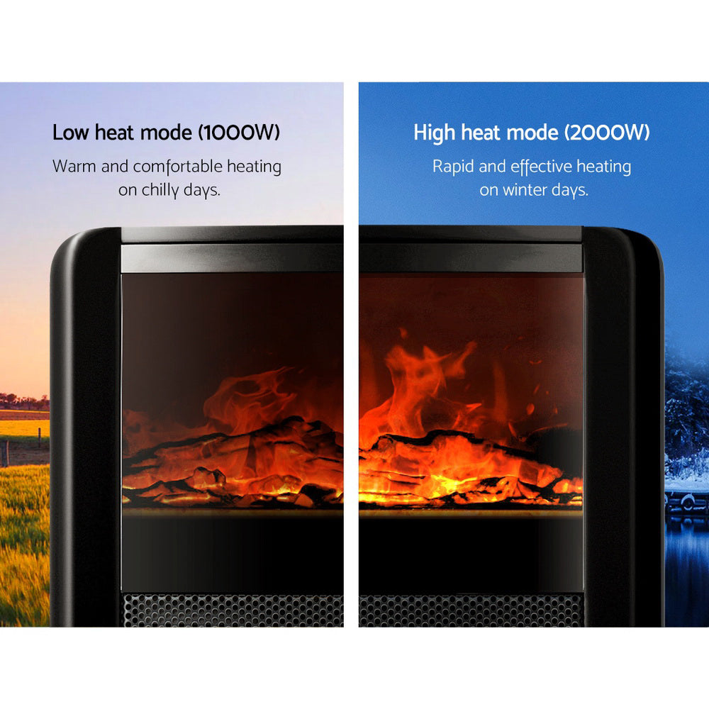 Devanti Electric Fireplace Fire Heaters 2000W-Heaters-PEROZ Accessories