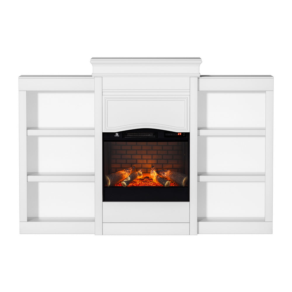 Devanti 2000W Electric Fireplace Fire Heater White-Appliances > Heaters > Electric Heaters-PEROZ Accessories