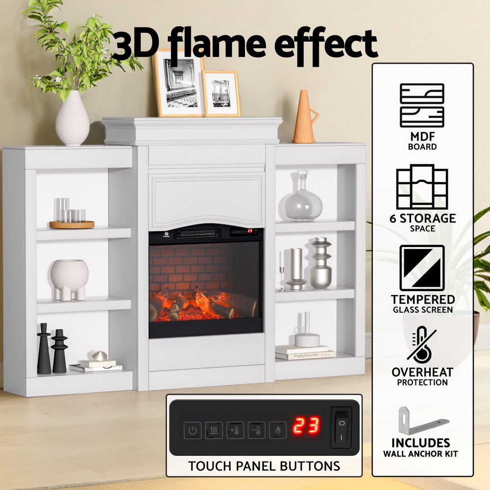 Devanti 2000W Electric Fireplace Fire Heater White-Appliances > Heaters > Electric Heaters-PEROZ Accessories