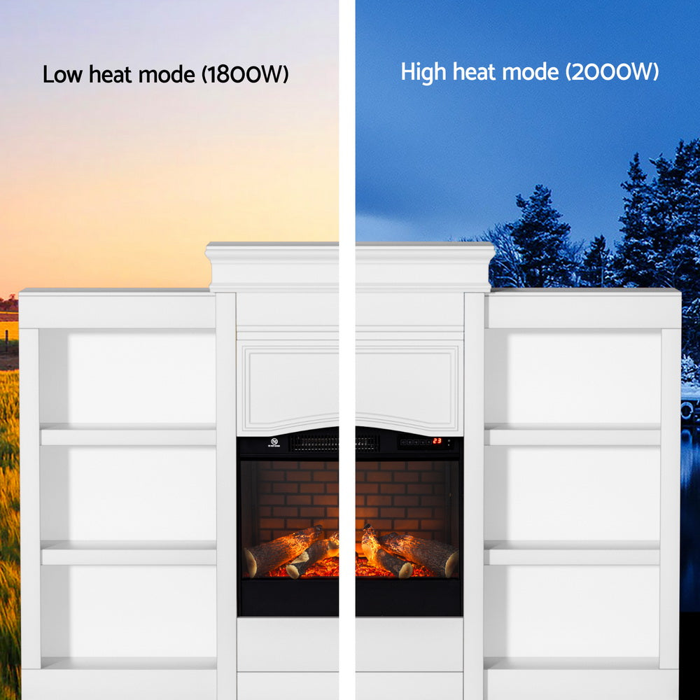 Devanti 2000W Electric Fireplace Fire Heater White-Appliances > Heaters > Electric Heaters-PEROZ Accessories