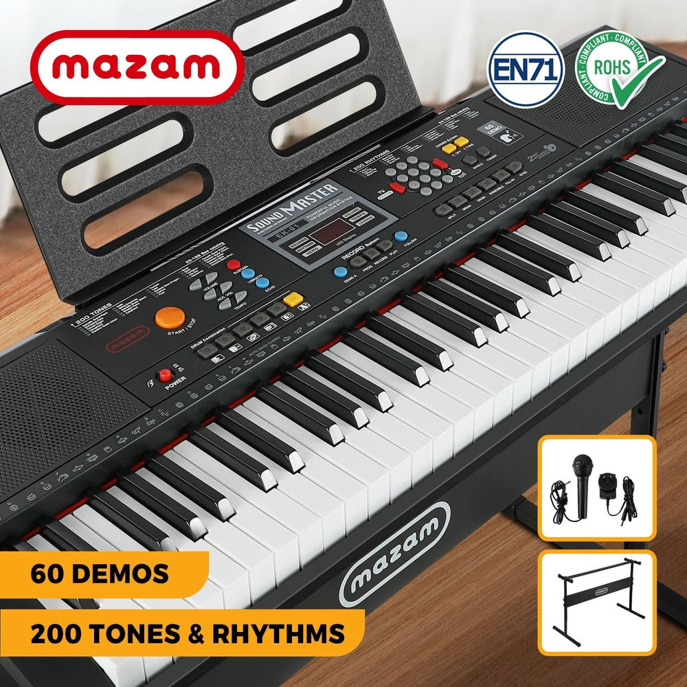 Mazam 61 Keys Electronic Piano Keyboard Electric Keyboards Beginner Kids Gift-Electronic Keyboards-PEROZ Accessories