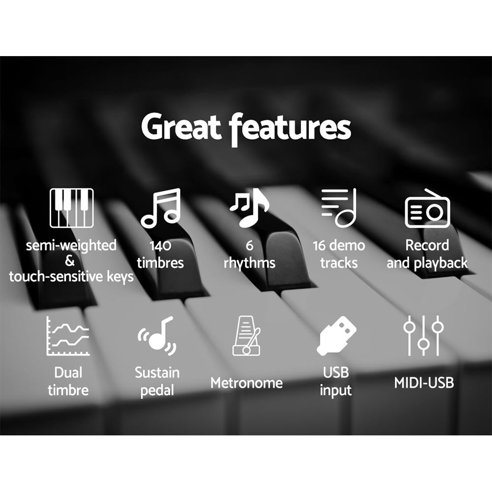 Alpha 88 Keys Electronic Piano Keyboard Digital Electric w/ Stand Sustain Pedal-Audio & Video > Musical Instrument & Accessories-PEROZ Accessories