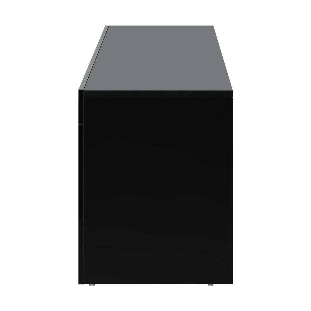 Oikiture TV Cabinet Entertainment Unit Stand LED RGB Gloss Furniture Black 180CM-Entertainment Unit-PEROZ Accessories
