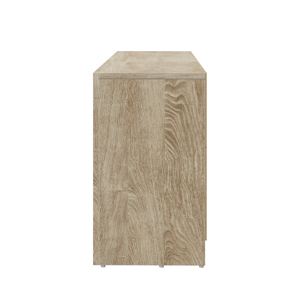 Oikiture TV Cabinet Entertainment Unit Stand RGB LED Oak 180cm-Entertainment Unit-PEROZ Accessories