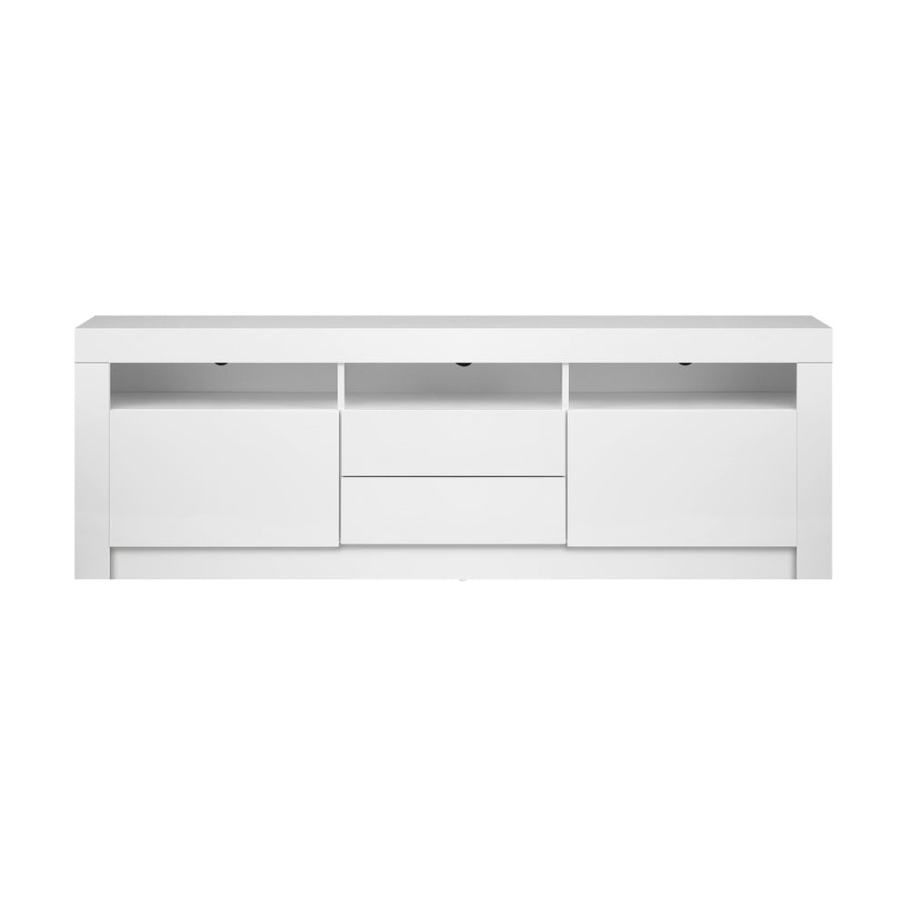 Oikiture TV Cabinet Entertainment Unit Stand RGB LED Gloss Furniture White 180CM-Entertainment Unit-PEROZ Accessories