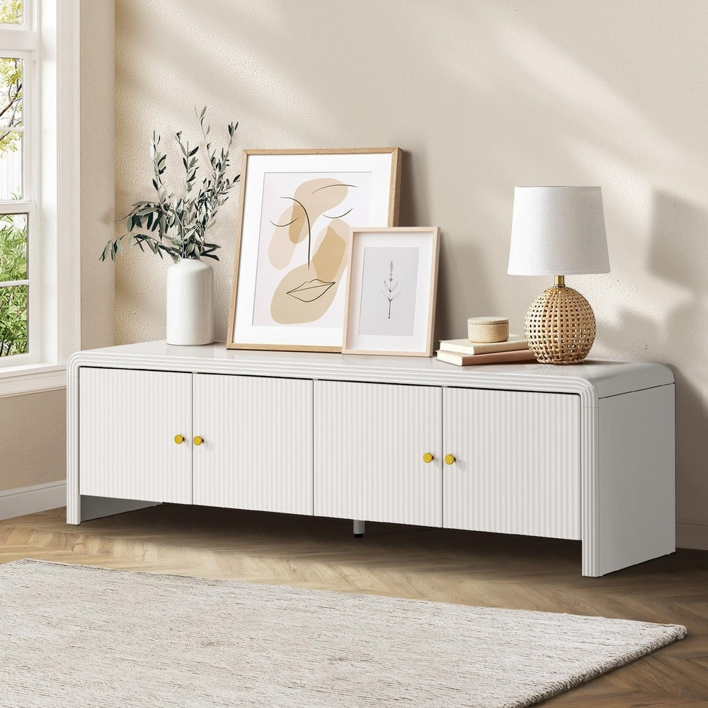 Oikiture TV Cabinet Entertainment Unit Stand 160cm Fluted Doors-Entertainment Unit-PEROZ Accessories