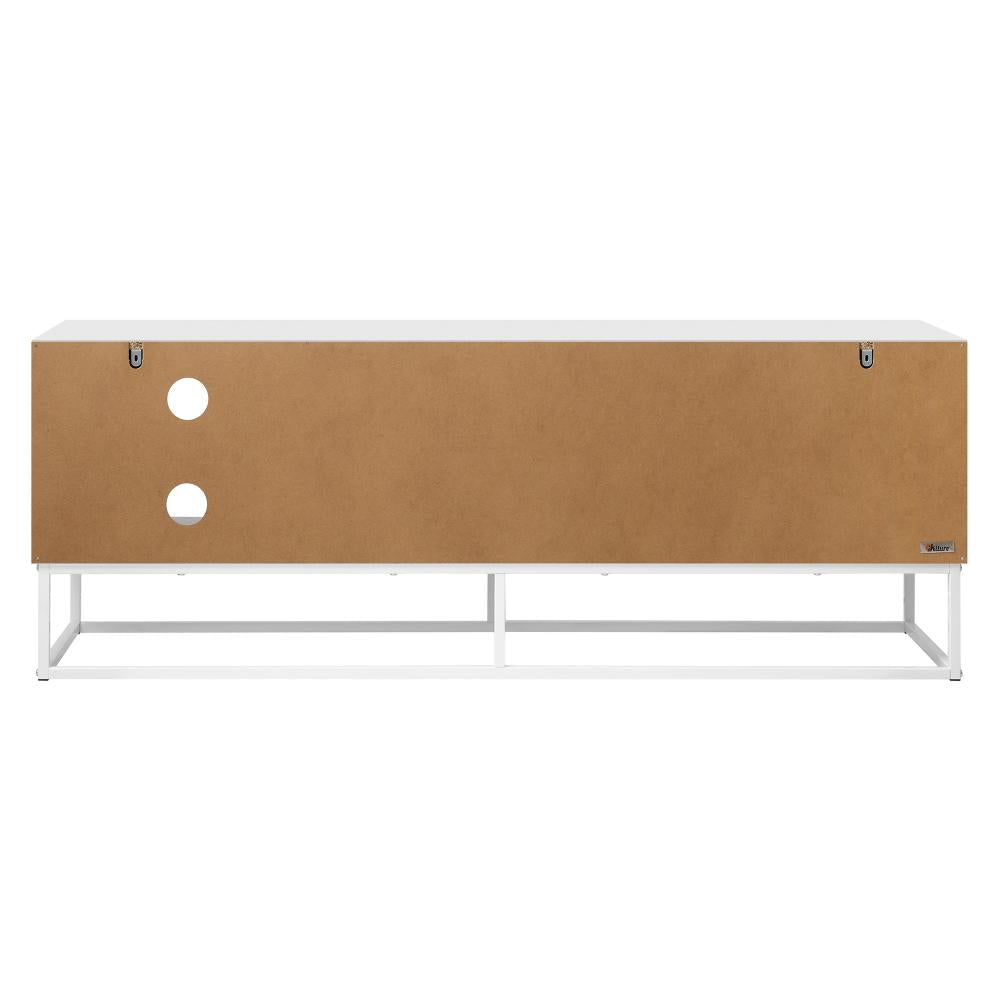 Oikiture TV Cabinet 2 Doors Shelves White 140CM-Entertainment Units-PEROZ Accessories