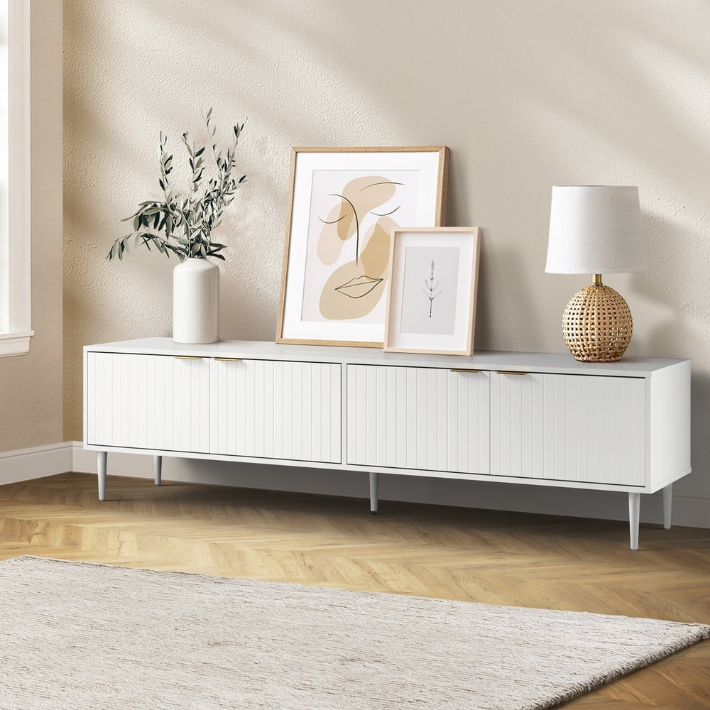 Oikiture TV Stand Cabinet Entertainment Unit Four Door 180cm White-Entertainment Unit-PEROZ Accessories