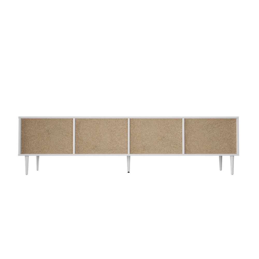 Oikiture TV Stand Cabinet Entertainment Unit Four Door 180cm White-Entertainment Unit-PEROZ Accessories