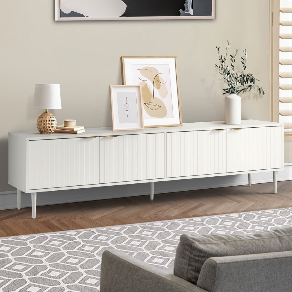 Oikiture TV Stand Cabinet Entertainment Unit Four Door 180cm White-Entertainment Unit-PEROZ Accessories