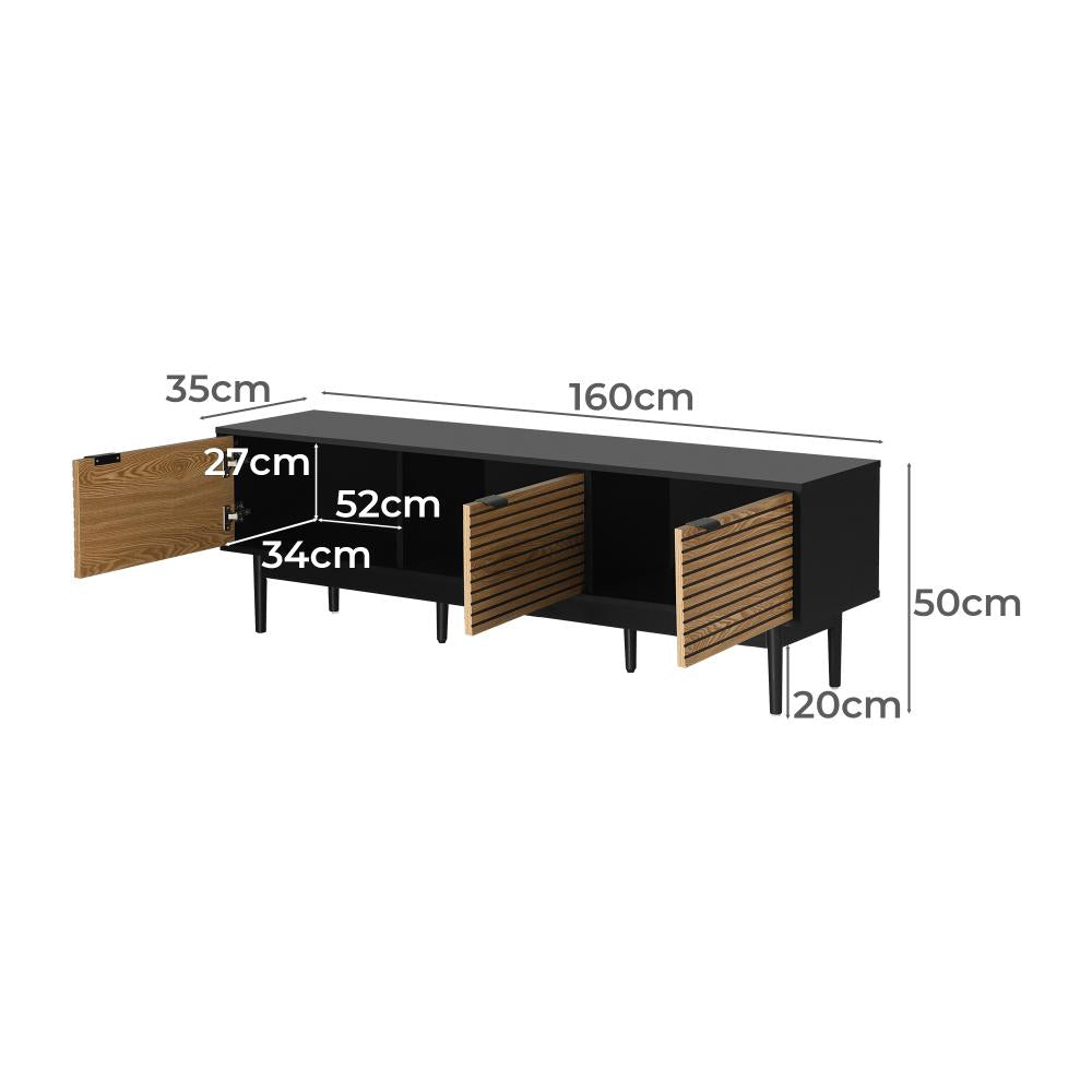 Oikiture TV Cabinet Entertainment Unit Stand Storage Three Door 160CM-Entertainment Unit-PEROZ Accessories