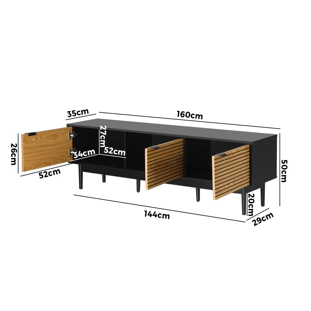 Oikiture TV Cabinet Entertainment Unit Stand Storage Three Door 160CM-Entertainment Unit-PEROZ Accessories
