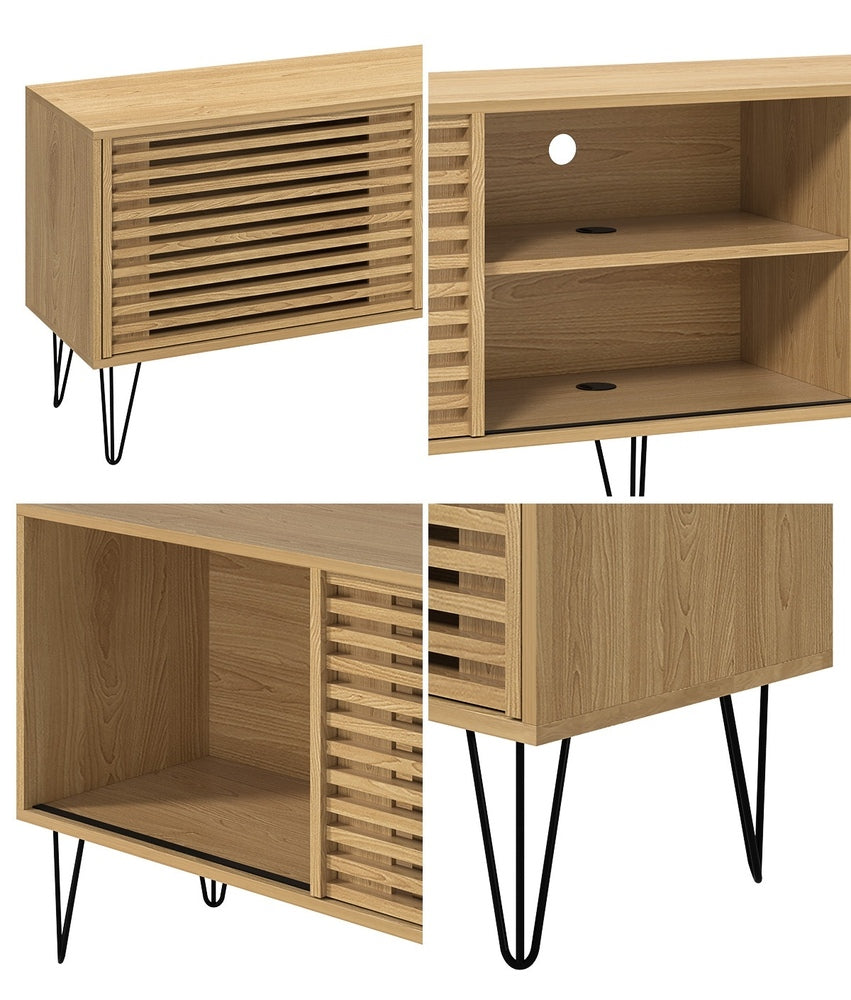 Oikiture TV Cabinet Storage Sliding Door Shelf 180cm-Entertainment Units-PEROZ Accessories