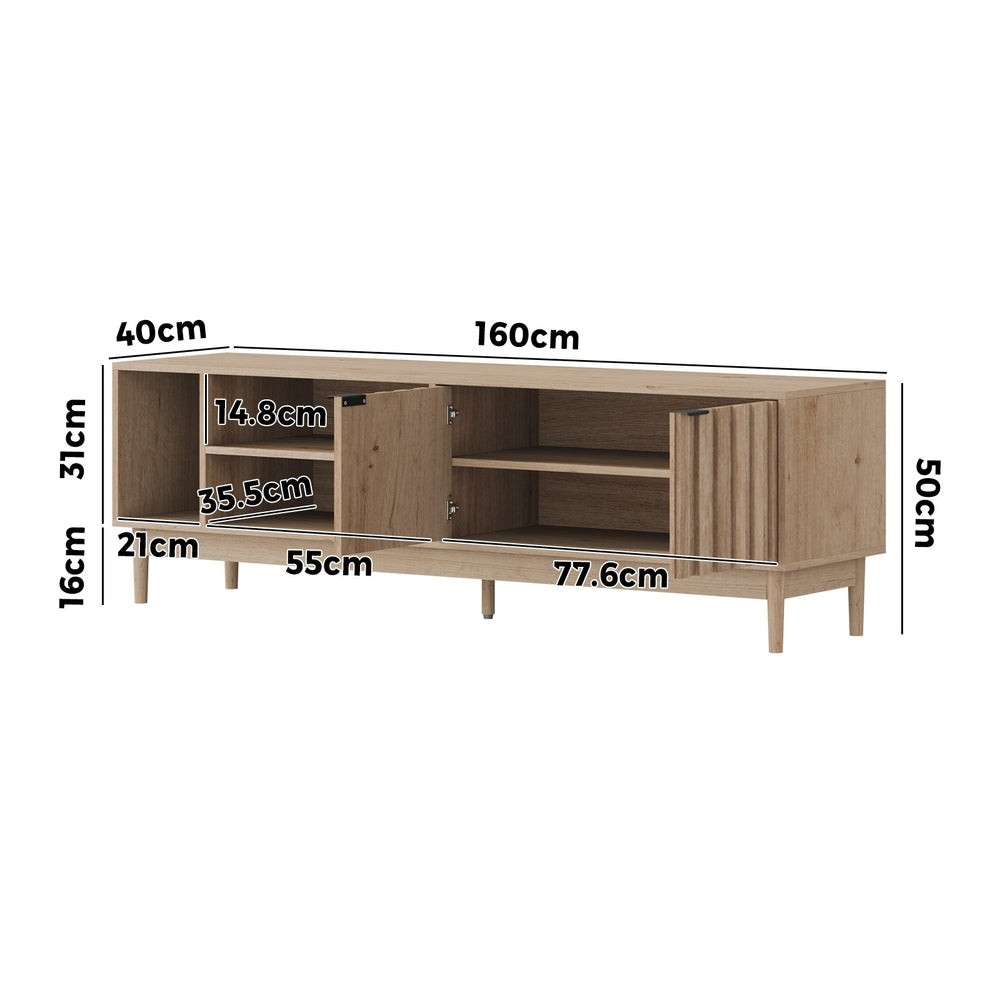 Oikiture TV Cabinet Entertainment Unit Stand 160cm Natural-Entertainment Unit-PEROZ Accessories