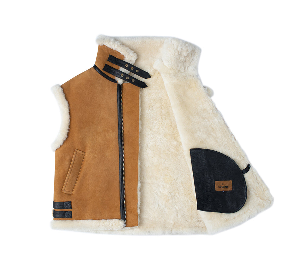 EVERAU® Fluffy Sheepskin Wool Zip Sleeveless Vest Dale-PEROZ Accessories