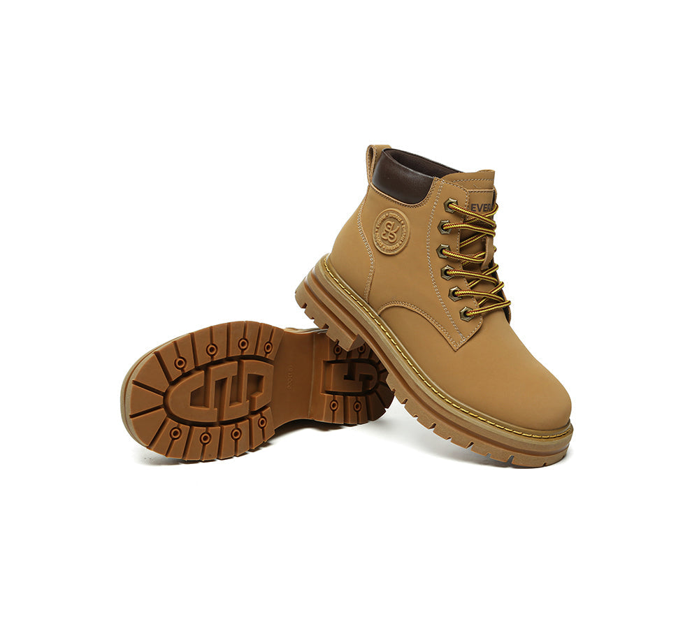 EVERAU® UGG Boots Women Leather Sheepskin Wool Lace Up Chunky Aubrey-PEROZ Accessories