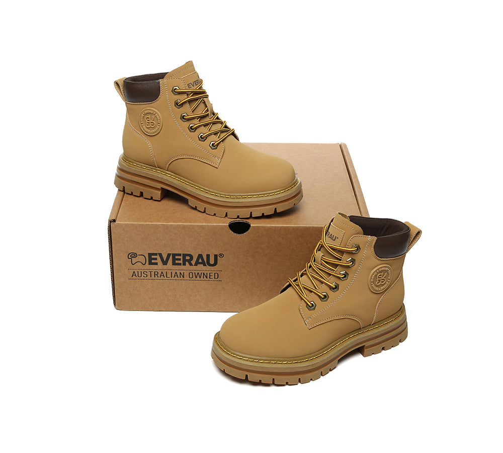 EVERAU® UGG Boots Women Leather Sheepskin Wool Lace Up Chunky Aubrey-PEROZ Accessories