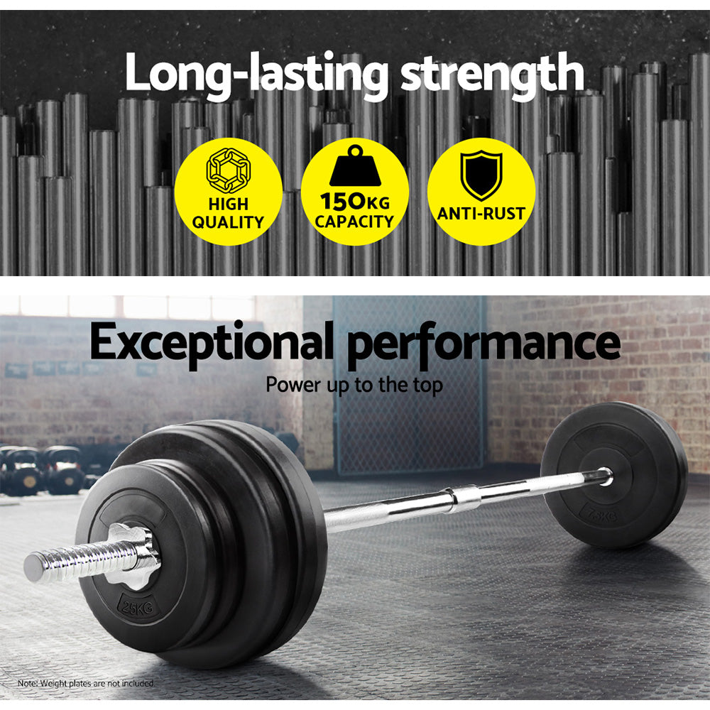 Everfit 168CM 5.5FT Barbell Bar Fitness Weight Plates Dumbbells Row-Sports & Fitness > Exercise, Gym & Fitness > Free Weights-PEROZ Accessories