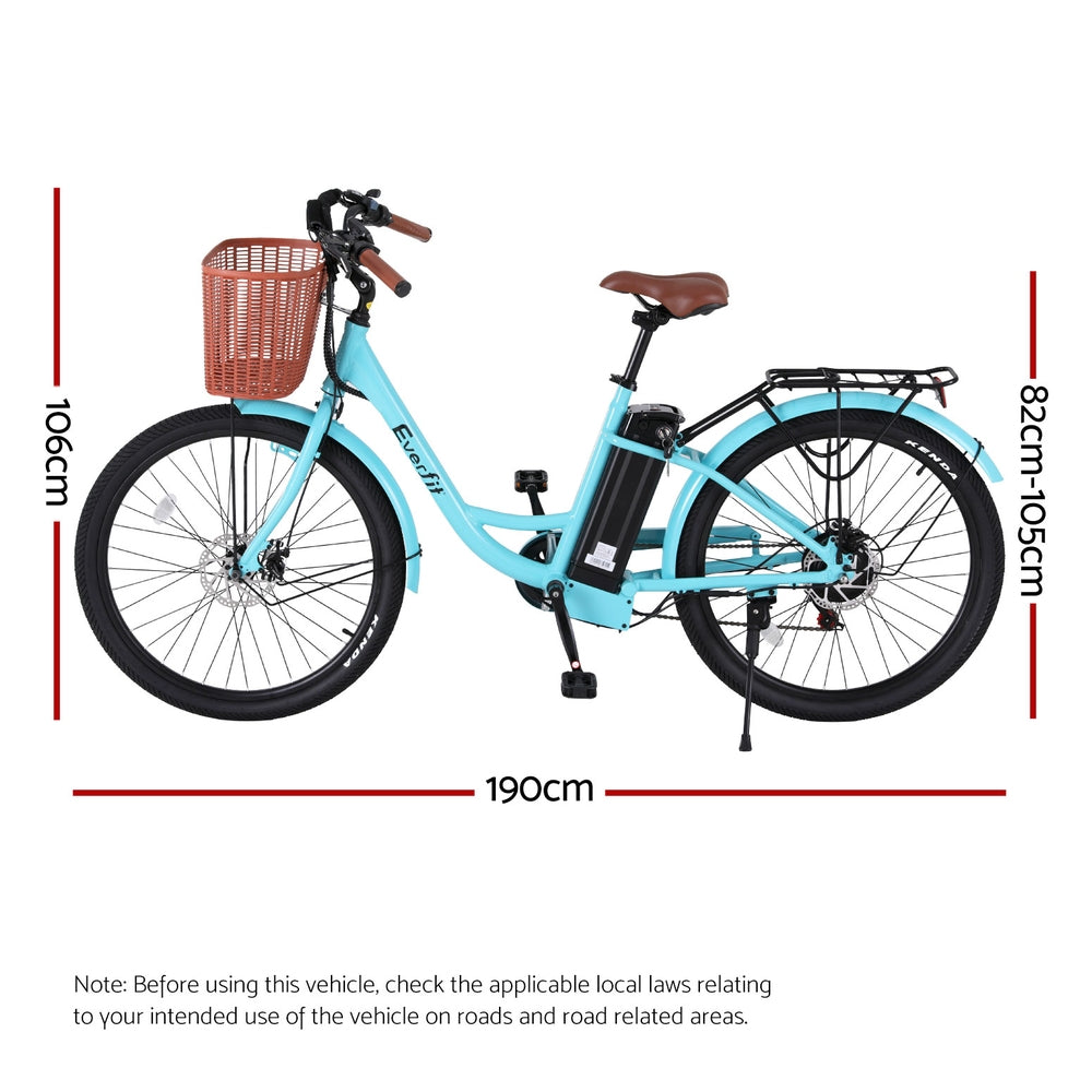 Everfit 26" Electric Bike City Bicycle eBike e-Bike Commuter w/ Battery BL-Sports & Fitness > Bikes & Accessories > Bicycles-PEROZ Accessories